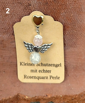 Schutzengel Glücksbringer mit echten Naturstein Perle "Rosenquarz" Bild 2