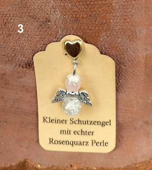 Schutzengel Glücksbringer mit echten Naturstein Perle "Rosenquarz" Bild 3