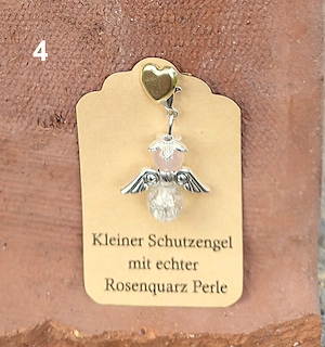 Schutzengel Glücksbringer mit echten Naturstein Perle "Rosenquarz" Bild 4