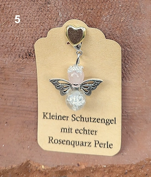 Schutzengel Glücksbringer mit echten Naturstein Perle "Rosenquarz" Bild 5