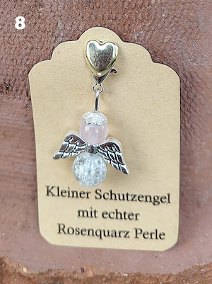 Schutzengel Glücksbringer mit echten Naturstein Perle "Rosenquarz" Bild 8