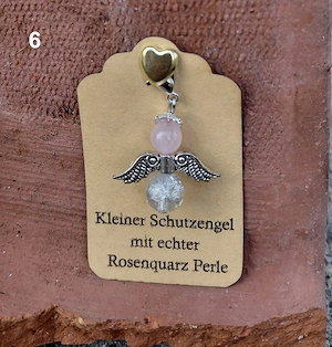Schutzengel Glücksbringer mit echten Naturstein Perle "Rosenquarz" Bild 6