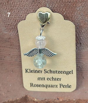 Schutzengel Glücksbringer mit echten Naturstein Perle "Rosenquarz" Bild 7