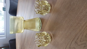 Vase und zwei Teelichter gelb 