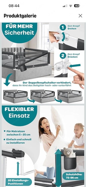 3 Kesser Bettgitter 180x200x69cm Bild 2