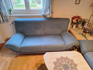 Ledercouch blau Echtleder Bild 2