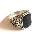 Stilvoller Ring in Metall, Schwarz Silber, Größe 68 (21,6 mm  ) zeitloses Siegel-Design. Bild 5