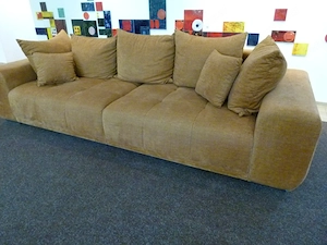 Designer Big Sofa XXL Samt senfgelb 288 cm   superweich Bild 3