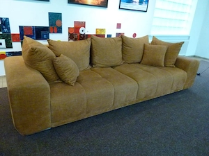 Designer Big Sofa XXL Samt senfgelb 288 cm   superweich Bild 2