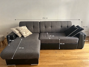 Schlafsofa Ecksofa in Grau-Schwarz Bild 6