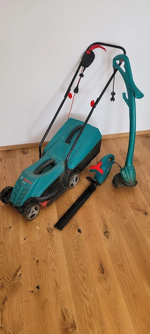 Rasenmäher + Rasentrimmer + Heckenschere