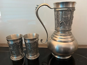 Frieling Zinn Becher und Krug Kanne