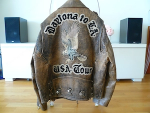 * Rarität * Original Italienische Leder-Bikerjacke Herren, braun Gr. XL * Vintage * Bild 2