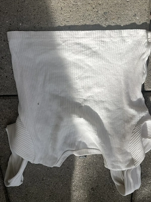 Weißes Rippstrick Crop-Top langärmelig von Shein Größe M Bild 2