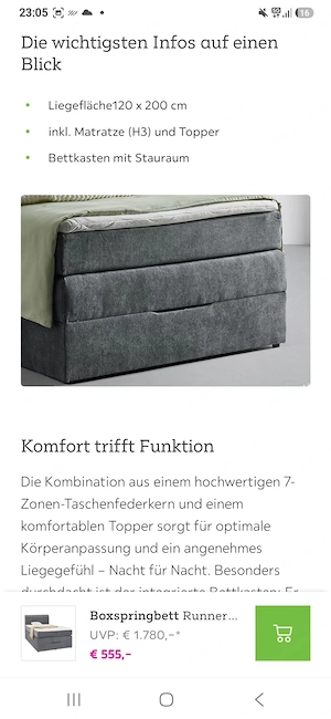 Boxspring Bett 120 x 200 Bild 2