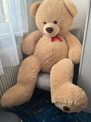 XXL Teddybär Billy mit Schleife 150 cm braun Bild 2
