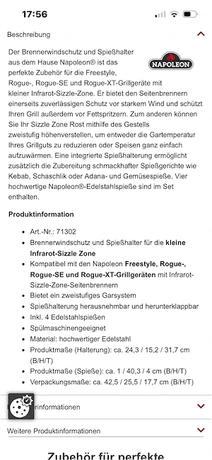 Napoleon Sizzle Zone Burner, Spisshalter Bild 4