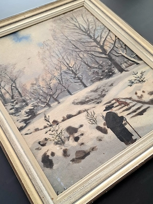 Ölbild auf Holzplatte | Signiert und Datiert | 1891 | Chemnitz Garten bei meiner Wohnung Bild 3