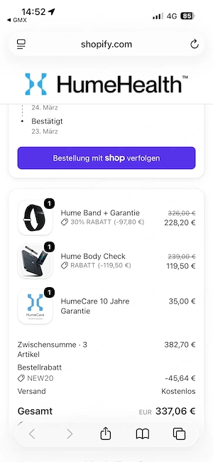 Hume Longevity Band 1.0 24 7 Healt Tracking Bild 3