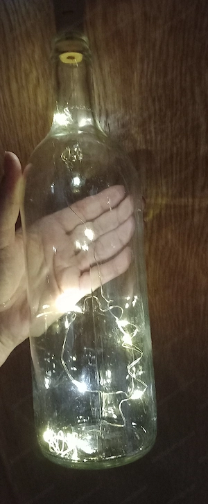Dekoglasflasche mit Lichterkette, Höhe ca 30 cm 