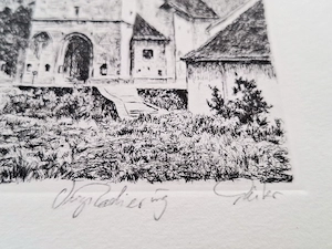 Radierung von der Galluskirche in Bregenz | Künstler siehe Signatur  Bild 4