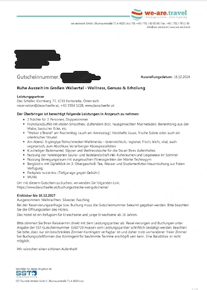Wellness-Auszeit im Großen Walsertal für 2 Personen   Gutschein für DAS SCHÄFER              Bild 2