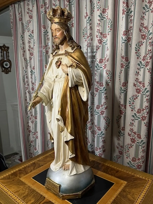 Große Christkönig-Statue  Rex sum ego    88 cm   Gold gefasst   Sakrale Kunst Bild 3
