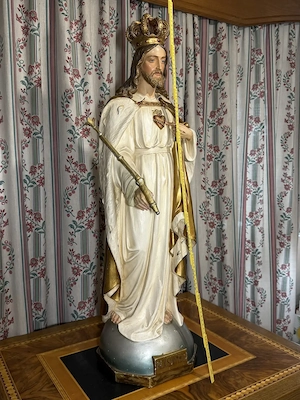 Große Christkönig-Statue  Rex sum ego    88 cm   Gold gefasst   Sakrale Kunst Bild 2