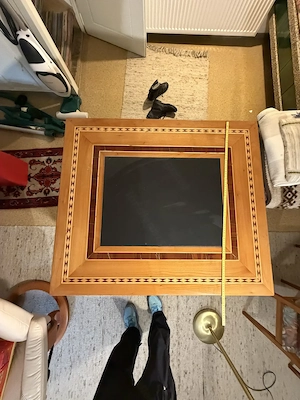 Klassischer Montafoner Tisch   Jassertisch mit Schieferplatte & feinen Intarsien Bild 2