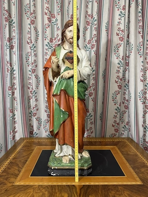Große Herz-Jesu-Statue (ca. 68 cm)   Sakrale Kunst   Jesusfigur farbig gefasst