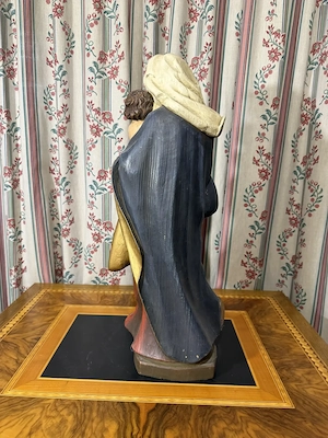 Klassische Madonna mit Kind (ca. 60 cm)   Sakrale Holzskulptur   Heiligenfigur farbig gefasst Bild 5