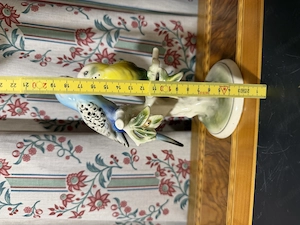 Vintage Porzellanfigur Wellensittich-Pärchen auf Ast (ca. 19 cm)   Sammler   Deko