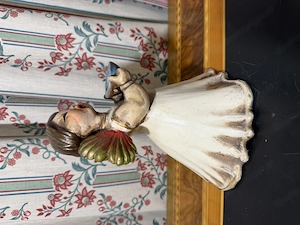 Vintage Weihnachtsengel singend mit Kerzenhalter   Schale (ca. 21 cm)   Keramik Deko Bild 5