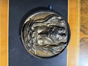Wandrelief  Heiliges Antlitz Christi  Bronzeoptik   Besonderes Zeitdokument (Dornbirn 1973)