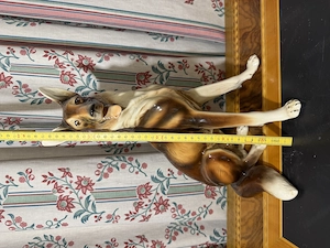 Große Porzellanfigur Deutscher Schäferhund sitzend (ca. 38 cm)   Vintage Tierfigur   Sammler