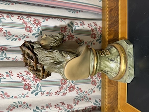 Christusbüste  Santo Cristo de Limpias  mit Dornenkrone & Glasaugen (ca. 34 cm)   Sakrale Kunst Bild 3