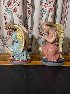 Paar kniende Anbetungsengel (ca. 23 cm)   Sakrale Kunst   Engel-Figuren Pastell & Gold Bild 3