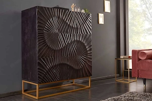 Highboard Scorpion 120cm schwarz Mangoholz 3D-Schnitzerei Bild 2
