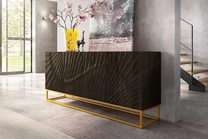 2x Sideboard Scorpion 180cm schwarz Mangoholz 3D-Schnitzerei Bild 2