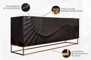 2x Sideboard Scorpion 180cm schwarz Mangoholz 3D-Schnitzerei Bild 4