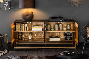 2x Sideboard Scorpion 180cm schwarz Mangoholz 3D-Schnitzerei Bild 6