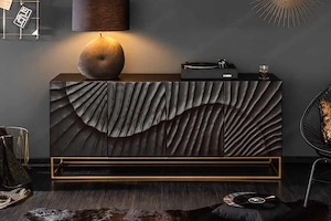 2x Sideboard Scorpion 180cm schwarz Mangoholz 3D-Schnitzerei Bild 5