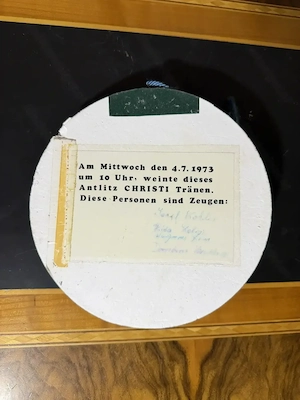 Wandrelief  Heiliges Antlitz Christi  Bronzeoptik   Besonderes Zeitdokument (Dornbirn 1973) Bild 2