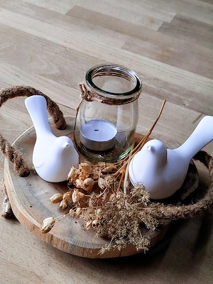 Deko Vögel Natur auf Holz neu 
