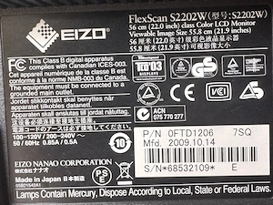 LCD Monitor EIZO Flex Scan S2202W 22 Zoll schwarz gebraucht Bild 3