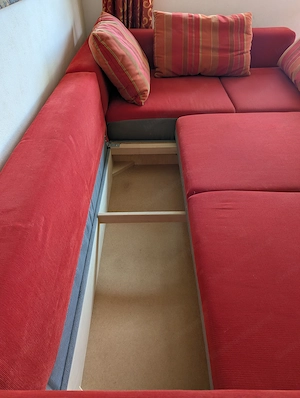Wohnlandschaft Schlafsofa rot (278 x 210 cm)   Federkern & Stauraum Bild 5