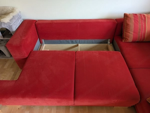 Wohnlandschaft Schlafsofa rot (278 x 210 cm)   Federkern & Stauraum Bild 4