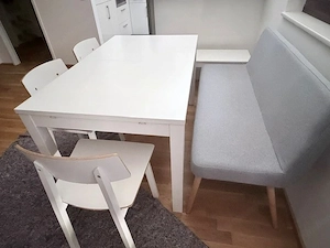 Esszimmergarnitur Tisch ausziehbar m. 2 Bänken u. 3 Stühlen Bild 3