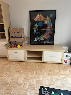 Lowboard beige-weiß