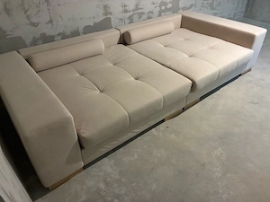 Velours Couch beige 3x1,3m in Super Zustand